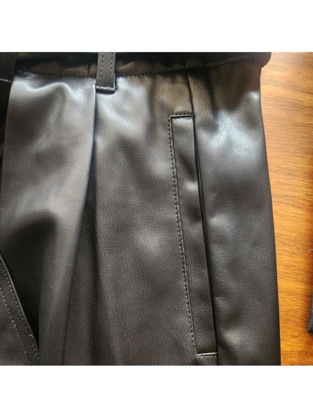 TRUTH BY REPUBLIC BLACK FAUX LEATHER SHORTS HIGH WAISTED WITH BELT SIZE 10 NWT - Picture 3 of 9